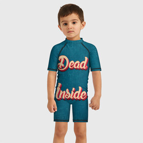 Детский купальный костюм 3D с принтом Dead inside в Екатеринбурге, Полиэстер 85%, Спандекс 15% | застежка на молнии на спине | Тематика изображения на принте: dead inside | дед инсайд