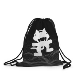Рюкзак-мешок 3D с принтом MONSTERCAT в Екатеринбурге, 100% полиэстер | плотность ткани — 200 г/м2, размер — 35 х 45 см; лямки — толстые шнурки, застежка на шнуровке, без карманов и подкладки | cat | monster | monster cat | monstercat | кот | монстеркет