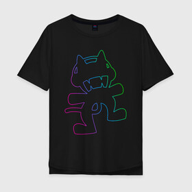 Мужская футболка хлопок Oversize с принтом MONSTERCAT в Екатеринбурге, 100% хлопок | свободный крой, круглый ворот, “спинка” длиннее передней части | cat | monster | monster cat | monstercat | кот | монстеркет