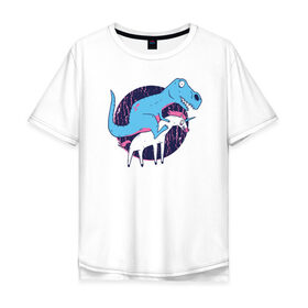 Мужская футболка хлопок Oversize с принтом Рекс и Единорог в Екатеринбурге, 100% хлопок | свободный крой, круглый ворот, “спинка” длиннее передней части | rex | t rex | trex | unicorn | дино | динозавр | единорог | рекс | т рекс | ти рекс