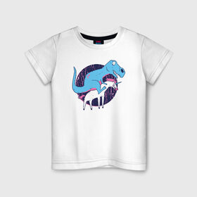 Детская футболка хлопок с принтом Рекс и Единорог в Екатеринбурге, 100% хлопок | круглый вырез горловины, полуприлегающий силуэт, длина до линии бедер | Тематика изображения на принте: rex | t rex | trex | unicorn | дино | динозавр | единорог | рекс | т рекс | ти рекс