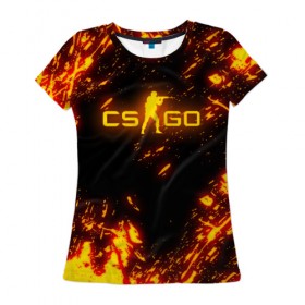 Женская футболка 3D с принтом CS GO FIRE в Екатеринбурге, 100% полиэфир ( синтетическое хлопкоподобное полотно) | прямой крой, круглый вырез горловины, длина до линии бедер | astralis | awp | counter strike | cs go | cs go global offensive | faze clan | hyper beast | team liquid | астралис | тим ликвид | фейз клан | хайпер бист