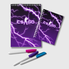 Блокнот с принтом CS GO LIGHTNING STYLE в Екатеринбурге, 100% бумага | 48 листов, плотность листов — 60 г/м2, плотность картонной обложки — 250 г/м2. Листы скреплены удобной пружинной спиралью. Цвет линий — светло-серый
 | astralis | awp | counter strike | cs go | cs go global offensive | faze clan | hyper beast | team liquid | thunder | астралис | молнии | тим ликвид | фейз клан | хайпер бист | шторм