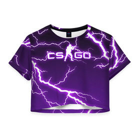 Женская футболка Cropp-top с принтом CS GO LIGHTNING STYLE в Екатеринбурге, 100% полиэстер | круглая горловина, длина футболки до линии талии, рукава с отворотами | Тематика изображения на принте: astralis | awp | counter strike | cs go | cs go global offensive | faze clan | hyper beast | team liquid | thunder | астралис | молнии | тим ликвид | фейз клан | хайпер бист | шторм