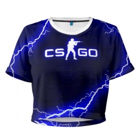 Женская футболка Cropp-top с принтом CS GO LIGHTNING STYLE в Екатеринбурге, 100% полиэстер | круглая горловина, длина футболки до линии талии, рукава с отворотами | Тематика изображения на принте: astralis | awp | counter strike | cs go | cs go global offensive | faze clan | hyper beast | team liquid | thunder | астралис | молнии | тим ликвид | фейз клан | хайпер бист | шторм