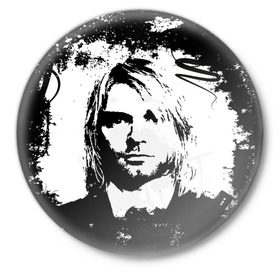 Значок с принтом Kurt Cobain в Екатеринбурге,  металл | круглая форма, металлическая застежка в виде булавки | bleach | blew | cobain | dave | geffen | hormoaning | in utero | incesticide | krist | kurt | nevermind | nirvana | novoselic | rock | vevo | геффен | курт кобейн | нирвана | рок