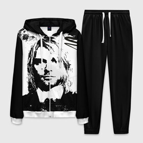 Мужской костюм 3D с принтом Kurt Cobain в Екатеринбурге, 100% полиэстер | Манжеты и пояс оформлены тканевой резинкой, двухслойный капюшон со шнурком для регулировки, карманы спереди | bleach | blew | cobain | dave | geffen | hormoaning | in utero | incesticide | krist | kurt | nevermind | nirvana | novoselic | rock | vevo | геффен | курт кобейн | нирвана | рок