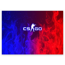 Поздравительная открытка с принтом CS GO FIRE в Екатеринбурге, 100% бумага | плотность бумаги 280 г/м2, матовая, на обратной стороне линовка и место для марки
 | Тематика изображения на принте: astralis | awp | counter strike | cs go | cs go global offensive | faze clan | fire | flame | hyper beast | team liquid | астралис | тим ликвид | фейз клан | хайпер бист