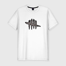 Мужская футболка премиум с принтом DEAD BY DAYLIGHT в Екатеринбурге, 92% хлопок, 8% лайкра | приталенный силуэт, круглый вырез ворота, длина до линии бедра, короткий рукав | Тематика изображения на принте: dbd | dead by daylight | survival horror | дбд | мертвы к рассвету