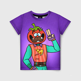 Детская футболка 3D с принтом Tomato в Екатеринбурге, 100% гипоаллергенный полиэфир | прямой крой, круглый вырез горловины, длина до линии бедер, чуть спущенное плечо, ткань немного тянется | Тематика изображения на принте: epic | fortnite | фортнайт | эпик