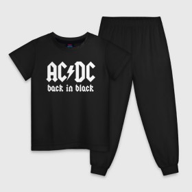 Детская пижама хлопок с принтом AC/DC BACK IN BLACK в Екатеринбурге, 100% хлопок |  брюки и футболка прямого кроя, без карманов, на брюках мягкая резинка на поясе и по низу штанин
 | ac dc | acdc | ас дс | асдс