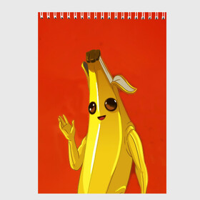 Скетчбук с принтом Banana в Екатеринбурге, 100% бумага
 | 48 листов, плотность листов — 100 г/м2, плотность картонной обложки — 250 г/м2. Листы скреплены сверху удобной пружинной спиралью | Тематика изображения на принте: epic | fortnite | банан | фортнайт | эпик