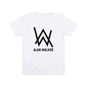 Детская футболка хлопок с принтом ALAN WALKER в Екатеринбурге, 100% хлопок | круглый вырез горловины, полуприлегающий силуэт, длина до линии бедер | 