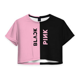 Женская футболка Cropp-top с принтом BLACKPINK в Екатеринбурге, 100% полиэстер | круглая горловина, длина футболки до линии талии, рукава с отворотами | black | blackpink | bts | jennie | jisoo | k pop | kim | lalisa | lisa | manoban | park | pink | rose | young | бтс | дженни | джису | ён | ким | лалиса | лиса | манобан | пак | розэ | че