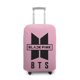Чехол для чемодана 3D с принтом BTS and BLACKPINK в Екатеринбурге, 86% полиэфир, 14% спандекс | двустороннее нанесение принта, прорези для ручек и колес | bangtan boys | black | blackpink | bt21 | bts | k pop | pink | rose | блек пинк | блекпинк | блэк пинк | блэкпинк | бтс