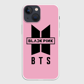 Чехол для iPhone 13 mini с принтом BTS and BLACKPINK в Екатеринбурге,  |  | Тематика изображения на принте: bangtan boys | black | blackpink | bt21 | bts | k pop | pink | rose | блек пинк | блекпинк | блэк пинк | блэкпинк | бтс