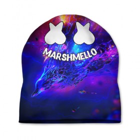 Шапка 3D с принтом MARSHMELLO в Екатеринбурге, 100% полиэстер | универсальный размер, печать по всей поверхности изделия | christopher comstock | dj | marshmello | music | диджей | клубная музыка | клубняк | крис комсток | маршмеллоу | музыка