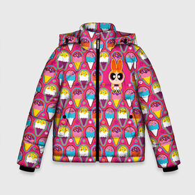 Зимняя куртка для мальчиков 3D с принтом Blossom Ice cream в Екатеринбурге, ткань верха — 100% полиэстер; подклад — 100% полиэстер, утеплитель — 100% полиэстер | длина ниже бедра, удлиненная спинка, воротник стойка и отстегивающийся капюшон. Есть боковые карманы с листочкой на кнопках, утяжки по низу изделия и внутренний карман на молнии. 

Предусмотрены светоотражающий принт на спинке, радужный светоотражающий элемент на пуллере молнии и на резинке для утяжки | powerpuff girl | ppg | бабблс | баттеркап | блоссом | крошки | крутые девчонки | лютик | пестик | пузырек | супер крошки | супергерой | таунсвиль | цветик