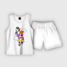 Детская пижама с шортами хлопок с принтом Bubbles, Blossom, Buttercup в Екатеринбурге,  |  | powerpuff girls | ppg | бабблс | баттеркап | блоссом | крошки | крутые девчонки | лютик | пестик | пузырек | супер крошки | супергерой | таунсвиль | цветик
