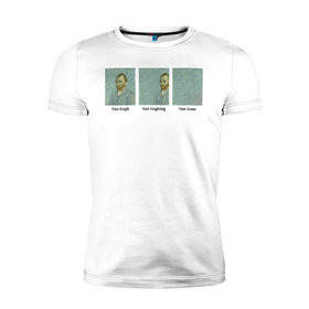 Мужская футболка премиум с принтом Van Gogh Van Goghing Van Gone в Екатеринбурге, 92% хлопок, 8% лайкра | приталенный силуэт, круглый вырез ворота, длина до линии бедра, короткий рукав | van gogh | vincent van gogh | автопортрет | ван гог | ван гогинг | винсент | винсент ван гог | картина | картина мем | мем | прикол с ван гогом | художник | художник мем
