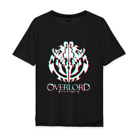 Мужская футболка хлопок Oversize с принтом Overlord: Glitch. в Екатеринбурге, 100% хлопок | свободный крой, круглый ворот, “спинка” длиннее передней части | Тематика изображения на принте: overlord | аниме | лого | логотип | оверлорд | сериал