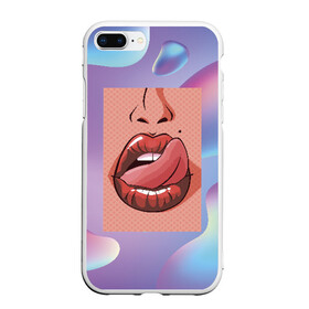 Чехол для iPhone 7Plus/8 Plus матовый с принтом Губы в Екатеринбурге, Силикон | Область печати: задняя сторона чехла, без боковых панелей | lips | абстракт | губы | кожа | лицо | нос | родинка | сердечко | сердце