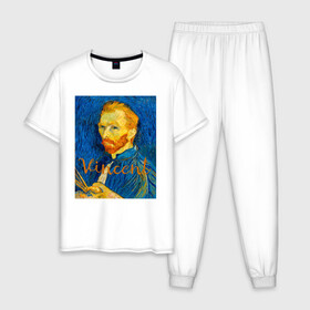 Мужская пижама хлопок с принтом Ван гог в Екатеринбурге, 100% хлопок | брюки и футболка прямого кроя, без карманов, на брюках мягкая резинка на поясе и по низу штанин
 | van gogh | искусство | картины
