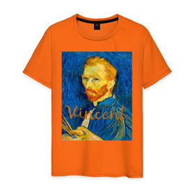 Мужская футболка хлопок с принтом Ван гог в Екатеринбурге, 100% хлопок | прямой крой, круглый вырез горловины, длина до линии бедер, слегка спущенное плечо. | van gogh | искусство | картины
