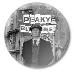 Значок с принтом Peaky Blinders в Екатеринбурге,  металл | круглая форма, металлическая застежка в виде булавки | peaky blinders | острые козырьки | сериал