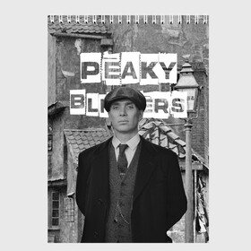 Скетчбук с принтом Peaky Blinders в Екатеринбурге, 100% бумага
 | 48 листов, плотность листов — 100 г/м2, плотность картонной обложки — 250 г/м2. Листы скреплены сверху удобной пружинной спиралью | peaky blinders | острые козырьки | сериал