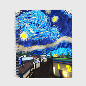 Тетрадь с принтом ВАНГОГ в Екатеринбурге, 100% бумага | 48 листов, плотность листов — 60 г/м2, плотность картонной обложки — 250 г/м2. Листы скреплены сбоку удобной пружинной спиралью. Уголки страниц и обложки скругленные. Цвет линий — светло-серый
 | Тематика изображения на принте: art | impressionism | night | painting | planets | sky | stars | style | van gogh | waves | ван гог | вихрь | волны | живопись | звезды | импрессионизм | искусство | краски | небо | ночь | рисунок | стиль