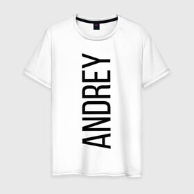 Мужская футболка хлопок с принтом ANDREY в Екатеринбурге, 100% хлопок | прямой крой, круглый вырез горловины, длина до линии бедер, слегка спущенное плечо. | заказать имя | имена | именные футболки | имя | конструктор имён | меня зовут | редактировать имя | футболки с именами | футболки с текстом
