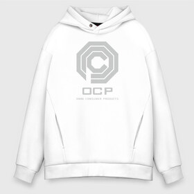 Мужское худи Oversize хлопок с принтом OCP в Екатеринбурге, френч-терри — 70% хлопок, 30% полиэстер. Мягкий теплый начес внутри —100% хлопок | боковые карманы, эластичные манжеты и нижняя кромка, капюшон на магнитной кнопке | omni consumer products | алекс мёрфи | робокоп. детройт