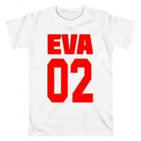 Мужская футболка хлопок с принтом EVANGELION (EVA 02) в Екатеринбурге, 100% хлопок | прямой крой, круглый вырез горловины, длина до линии бедер, слегка спущенное плечо. | angel | eva | evangelion | neon genesis evangelion | nerv | аска лэнгли сорью | ева | евангелион | мисато кацураги | рей аянами | синдзи