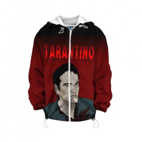 Детская куртка 3D с принтом Tarantino в Екатеринбурге, 100% полиэстер | застежка — молния, подол и капюшон оформлены резинкой с фиксаторами, по бокам — два кармана без застежек, один потайной карман на груди, плотность верхнего слоя — 90 г/м2; плотность флисового подклада — 260 г/м2 | Тематика изображения на принте: quentin tarantino | квентин тарантино