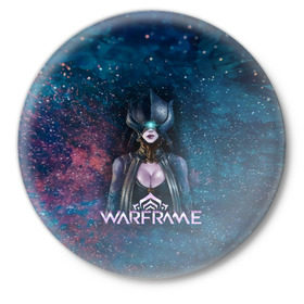 Значок с принтом Warframe в Екатеринбурге,  металл | круглая форма, металлическая застежка в виде булавки | digital extremes | excalibur | nyx | saryn | space | warframe | варфрэйм | космос | шутер