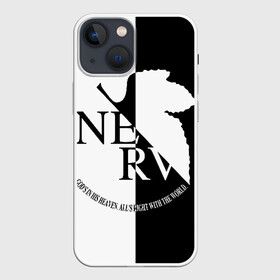 Чехол для iPhone 13 mini с принтом Nerv black and white в Екатеринбурге,  |  | angel | eva | evangelion | neon genesis evangelion | nerv | аска лэнгли сорью | ева | евангелион | мисато кацураги | рей аянами | синдзи