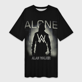 Платье-футболка 3D с принтом Alan Walker в Екатеринбурге,  |  | alan | alone | darkside | different | dj | faded | house | k 391 | live | music | olav | remix | techno | walker | walkers | walkzz | world | алан | диджей | техно | уокер