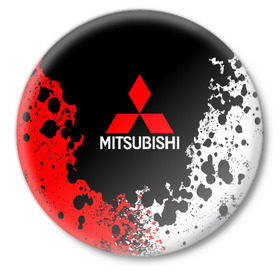 Значок с принтом MITSUBISHI в Екатеринбурге,  металл | круглая форма, металлическая застежка в виде булавки | mitsubishi | sport | митсубиси | митсубиши | спорт
