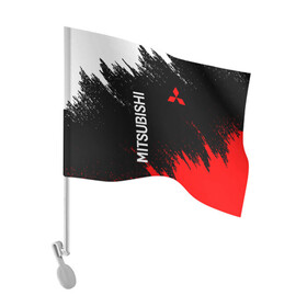 Флаг для автомобиля с принтом MITSUBISHI | МИТСУБИСИ в Екатеринбурге, 100% полиэстер | Размер: 30*21 см | mitsubishi | sport | митсубиси | митсубиши | спорт