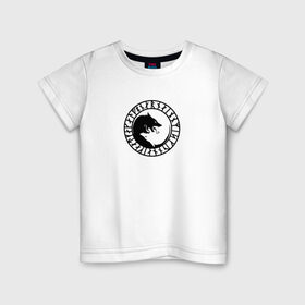 Детская футболка хлопок с принтом Викинги в Екатеринбурге, 100% хлопок | круглый вырез горловины, полуприлегающий силуэт, длина до линии бедер | викинги | волк | лого | руны | сериал