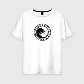 Женская футболка хлопок Oversize с принтом Викинги в Екатеринбурге, 100% хлопок | свободный крой, круглый ворот, спущенный рукав, длина до линии бедер
 | викинги | волк | лого | руны | сериал