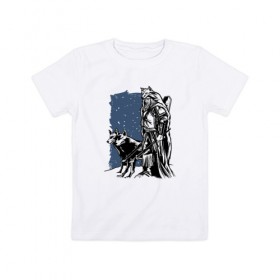 Детская футболка хлопок с принтом Викинг и Волки в Екатеринбурге, 100% хлопок | круглый вырез горловины, полуприлегающий силуэт, длина до линии бедер | viking | wolf | wolves | викинг | волк