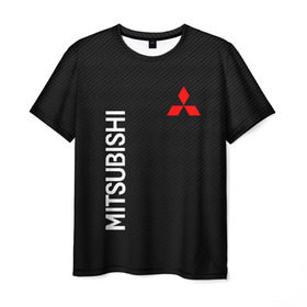 Мужская футболка 3D с принтом MITSUBISHI (carbon) в Екатеринбурге, 100% полиэфир | прямой крой, круглый вырез горловины, длина до линии бедер | Тематика изображения на принте: mitsubishi | sport | митсубиси | митсубиши | спорт