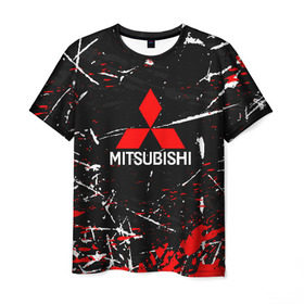 Мужская футболка 3D с принтом MITSUBISHI в Екатеринбурге, 100% полиэфир | прямой крой, круглый вырез горловины, длина до линии бедер | mitsubishi | sport | митсубиси | митсубиши | спорт