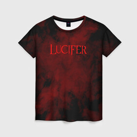 Женская футболка 3D с принтом LUCIFER (КРЫЛЬЯ) в Екатеринбурге, 100% полиэфир ( синтетическое хлопкоподобное полотно) | прямой крой, круглый вырез горловины, длина до линии бедер | demons | lucifer | title | люцифер | надпись