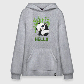 Худи SuperOversize хлопок с принтом Panda Hello в Екатеринбурге, 70% хлопок, 30% полиэстер, мягкий начес внутри | карман-кенгуру, эластичная резинка на манжетах и по нижней кромке, двухслойный капюшон
 | panda hello | животные | панда | панды | привет