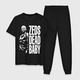 Мужская пижама хлопок с принтом zed is dead baby в Екатеринбурге, 100% хлопок | брюки и футболка прямого кроя, без карманов, на брюках мягкая резинка на поясе и по низу штанин
 | baby | bruce | dead | fiction | pulp | quentin | tarantino | willis | zed | брюс | квентин | криминально | мотоцикл | ракета | тарантино | уиллис | чёпер | чтиво