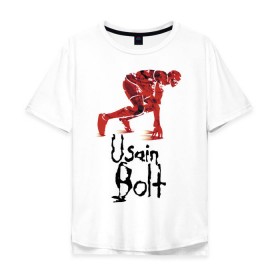 Мужская футболка хлопок Oversize с принтом Usain Bolt в Екатеринбурге, 100% хлопок | свободный крой, круглый ворот, “спинка” длиннее передней части | athletics | jamaica | man | run | runner | sport | sportsman | usain bolt | легкая атлетика | мужчина | спорт | спортсмен | ямайка