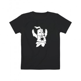 Детская футболка хлопок с принтом DARK SOULS - PRAISE THE SUN в Екатеринбурге, 100% хлопок | круглый вырез горловины, полуприлегающий силуэт, длина до линии бедер | dark souls | game | knight | praise the sun | дарк соулс | игры | рыцарь | темные души